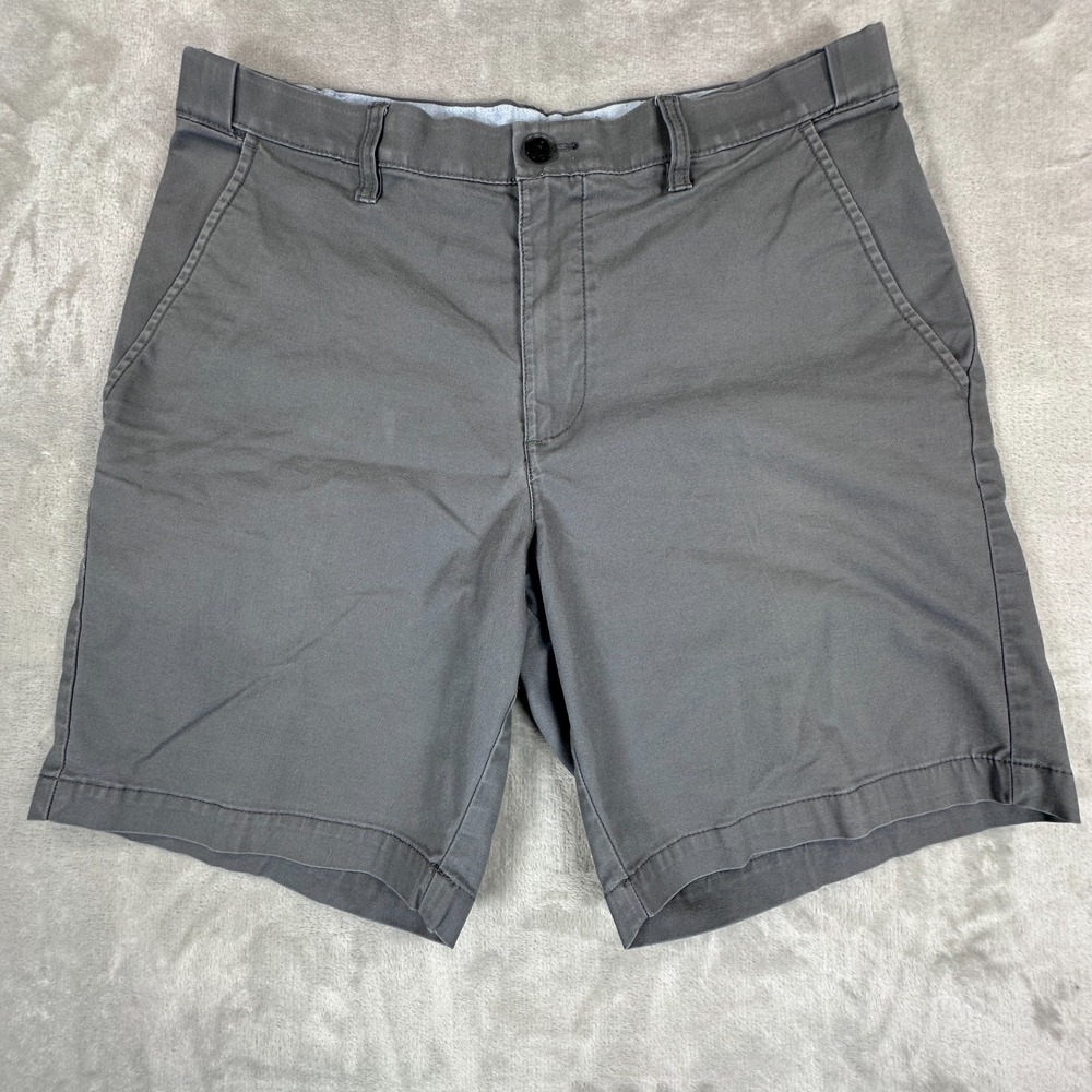 Croft & Barrow Chino Shorts Mens Size 34 Gray Cotton Stretch Mid Rise Resort